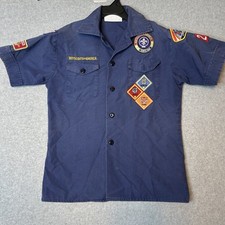 Boy Scouts of America Uniform Shirt Youth Medium Blue Button Up Patches