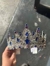Blue Crown for Women Crystal Queen Rhinestone Princess, Wedding Gift queen