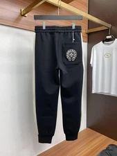 Chrome Hearts Embroidered Cross Men's Striped Elastic Waist Drawstring Sweatpant