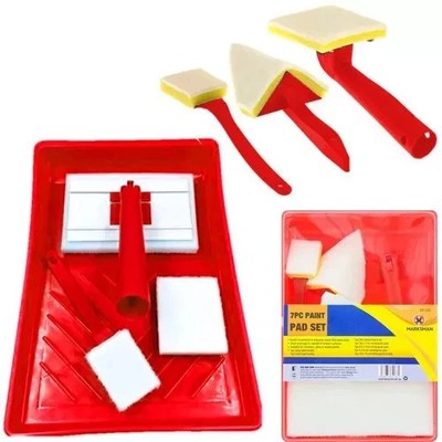 7PC MIKROFASER LACKPAD SET ABLAGE DECKEL LACKIEREN DEKORIEREN MALER GLANZ EMULSION