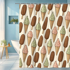 Cute Ice Cream Shower Curtain - Fun Design for Bathroom Decor