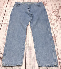 Wrangler Jeans Men's Size 42x32 Light Blue Denim Rugged Wear Cowboy Western