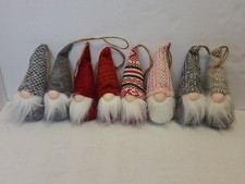Gnome Christmas Tree Ornaments Set Of 8 Unique Cloth 6-inch Handmade Decorations