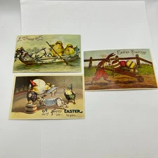 Lot of 3 Merrimack Publishing Corp Replica Antique Easter Cards Anthropomorphic