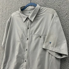 Kuhl Renegade Tufflex Shirt Men's Large Gray Short Sleeve Stretch Gorp Hiking