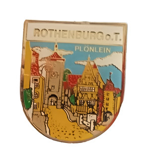 Rothenburg O.T. Plonlein Souvenir Magnet Germany Gold Tone Vintage Fridge Magnet