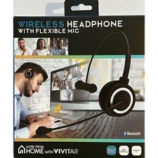 New Vivitar VWC105 Wireless Headphone with Flexible Mic W/Charge Cord Fast Ship