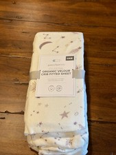 Pottery Barn Kids CRIB Fitted Sheet Velour CELESTIAL Bedding Lavender / White