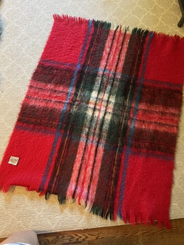 COPERTA DA EQUITAZIONE MORBIDA MOHAIR IN MOHAIR VINTAGE FATTA IN SCOTLAND GLEN CREE CLAN ROSSA