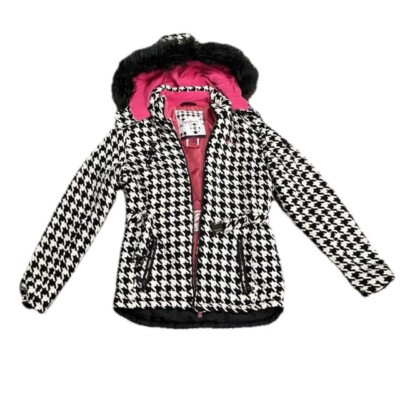 Pepe Jeans London Large Womens Coat Houndstooth Hoodie Pre-Owned 