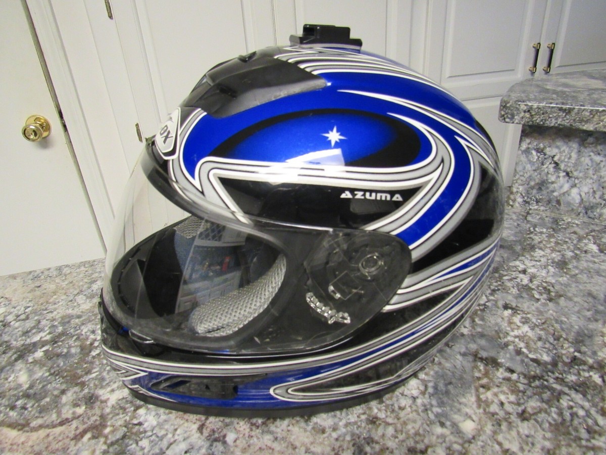 Zox AZUMA STROBE Full Face Street Motorcycle Helmet Blue/Silver