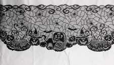 Heritage Lace Mantel Scarf Halloween Black Spooktacular 90" x 19" Piano 