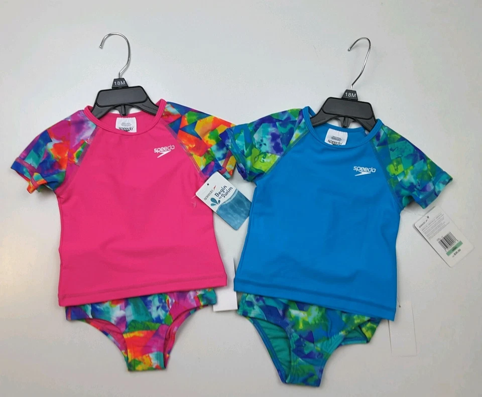 Traje de baño Speedo Begin To Swim para niños pequeños 2 piezas rosa o cian varias tallas Foto 2 de 3