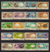 GRENADINES OF ST VINCENT-QE11 1978 SET OF 20 BIRDS AND EGGS.SG 110-129.F/USED..C