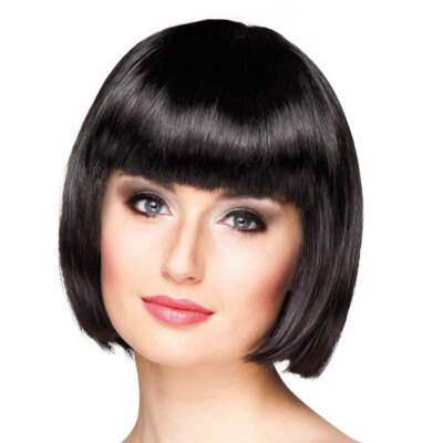 SCHWARZE DAMEN BOB PERÜCKE # Karneval Pagenschnitt Page Charleston Kostüm Party