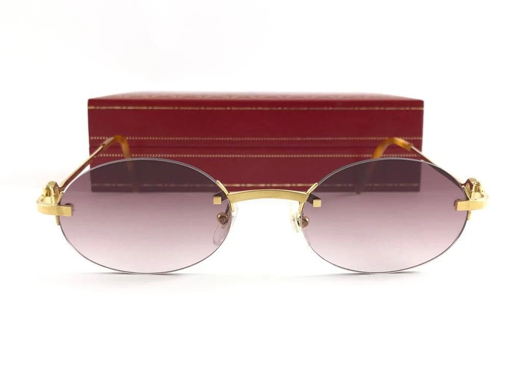 VINTAGE CARTIER SCALA GOLD RIMLESS LIGHT ROSE GRADIENT LENS