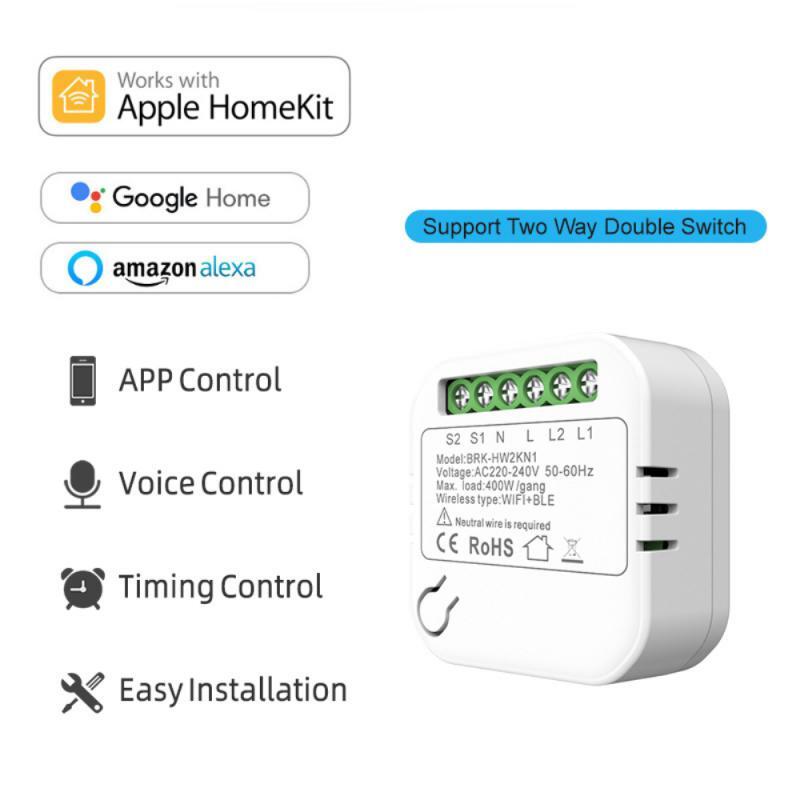 Smart Switch Modul Voice Control 2-way Double Switch Smart Wifi Switch Mini Smar
