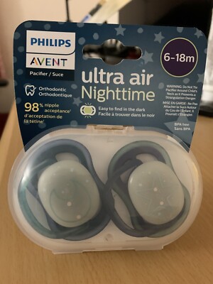 Philips Avent Pacifier Ultra Air Nighttime Glows In The Dark 6 - 18 Months New