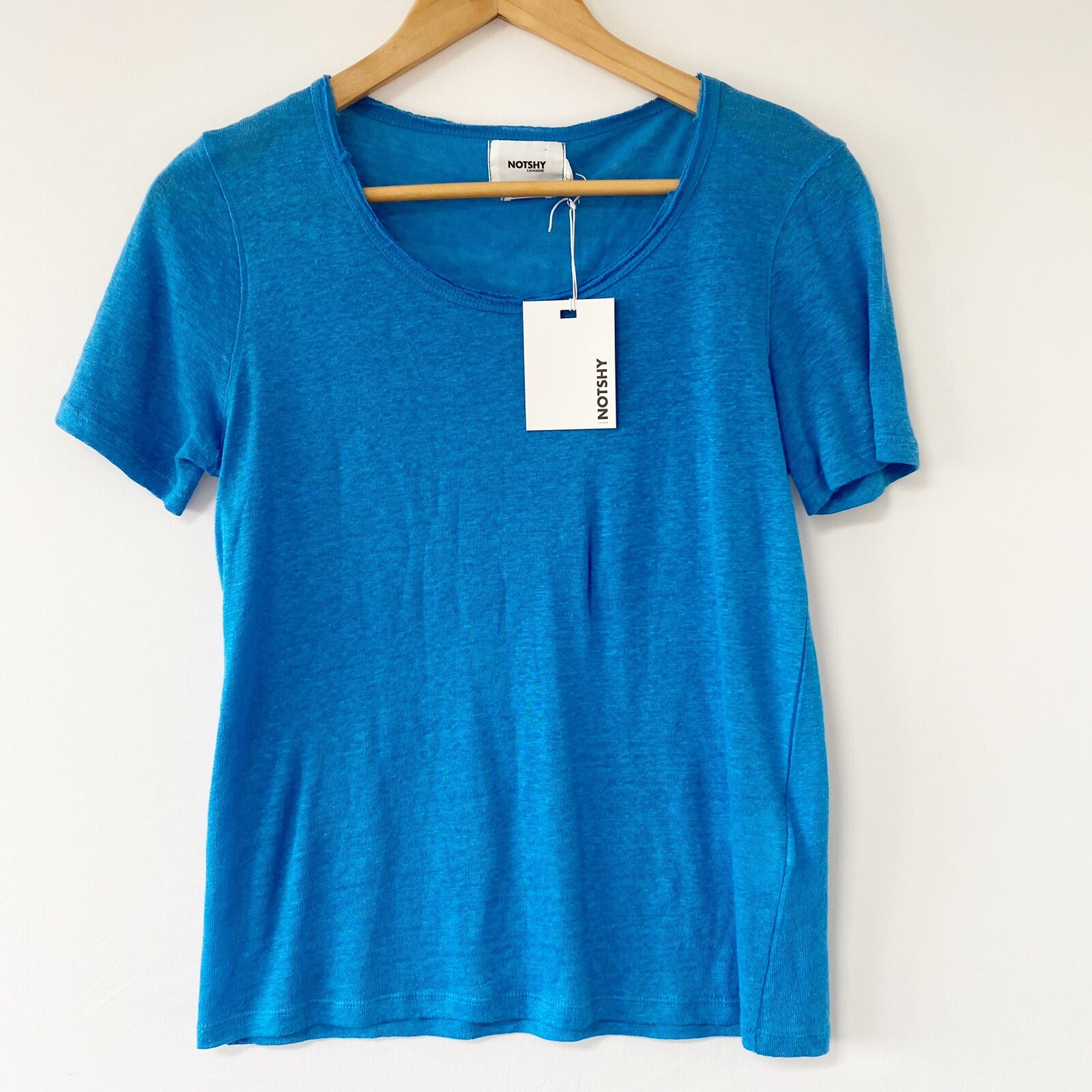 NOT SHY Cashmere 100% Linen Blue T 