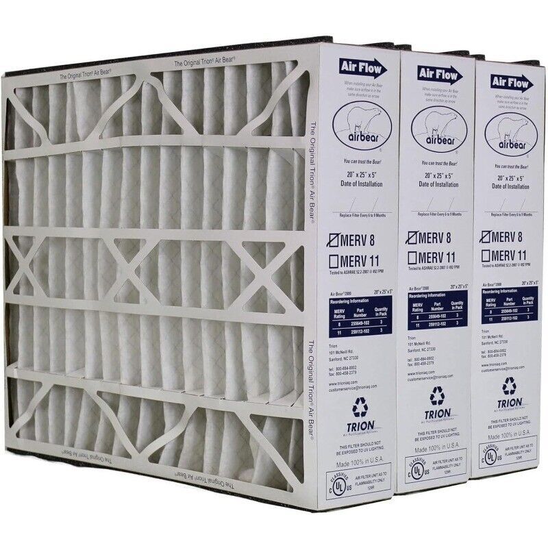 20 x 25 x 5 Inch MERV 8 Air Purifier Filter White 3 Pack