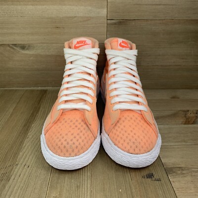 Nike Blazer Mid Women 7.5 Mesh Sunset Orange White Sneakers 579956
