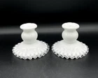 Vintage Fenton Silver Crest White Milk Glass Ruffled Candlesticks Candle Holders