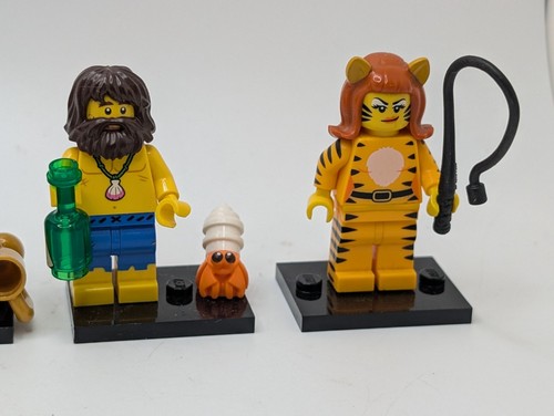 6 minifiguras Lego serie bolsa ciega náufrago cantante cerámica tigre dama jugador - Imagen 4 de 16