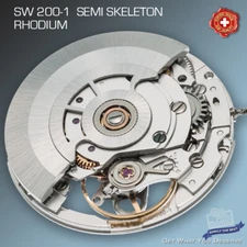 MOVEMENT SELLITA SW200-1 AUTOMATIC, SEMI-SKELETON , RHODIUM, COMPATIBLE ETA 2824