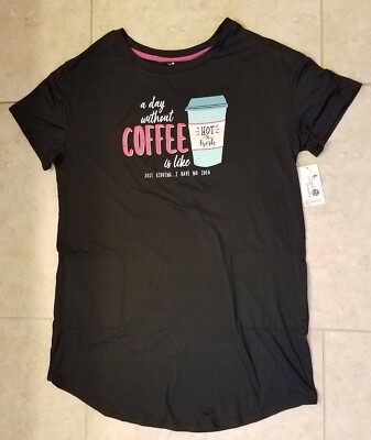 Secret Treasures Women Coffee Sleep Shirt Pajamas Black with