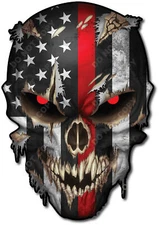 FIREFIGHTER THIN RED LINE SKULL USA AMERICAN FLAG DECAL STICKER CAR TRUCK