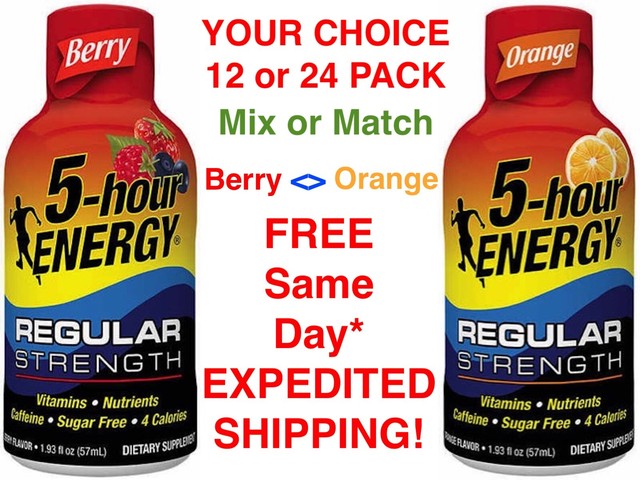 5 Hour Energy Orange Or Berry12 Or 24 Pack Mix Or Match 1 93oz Exped Ship For Sale Online