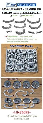 BUNKER Studio IJN35099 1/350 YAMATO Cotton Ouilt Rolls& Beanbags 3D Print Set - Bild 3 von 3