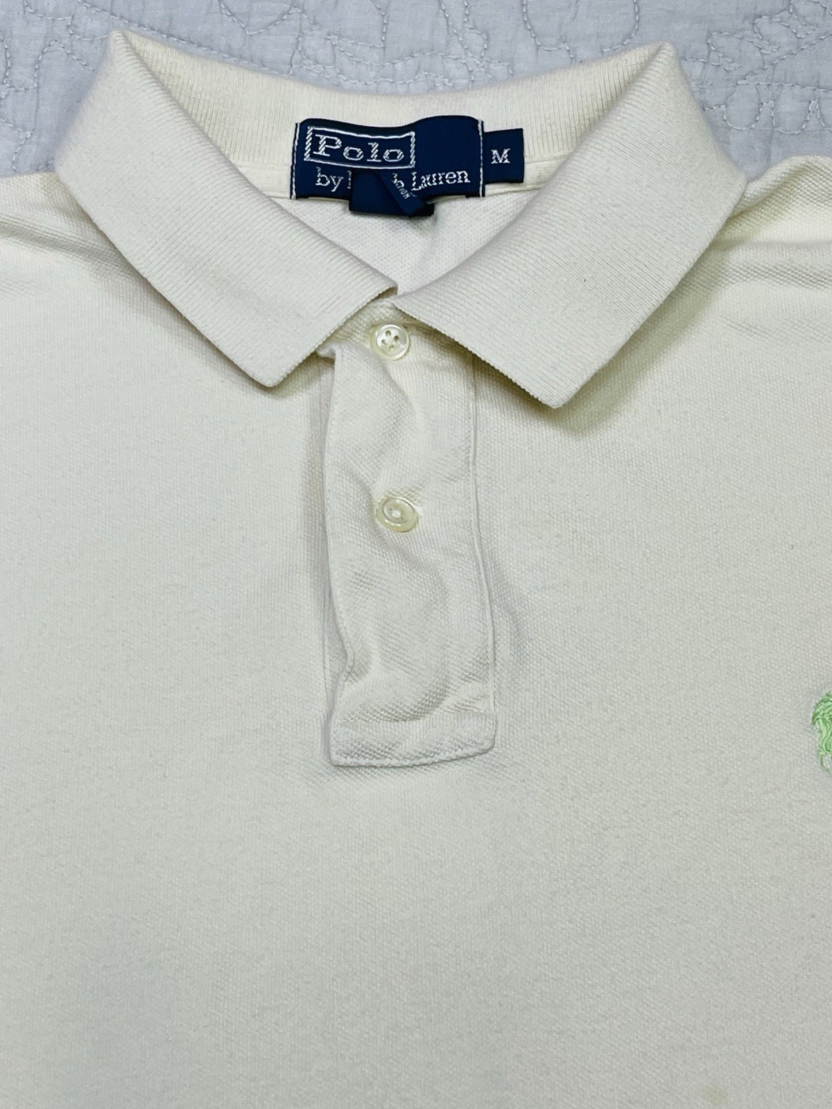 Polo Ralph Lauren uomo panna t shirt verde pony manica corta taglia media