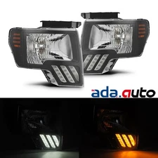 Fit 2009-2014 Ford F-150 Pickup MKII LED Projector Headlights Black Pair