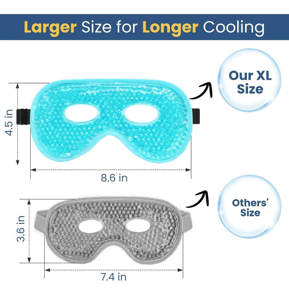 Gel Eye Mask, 2 Pack XL Jumbo Size Cooling Ice Masks for Puffy Eyes for Men &... - Image 3 of 4