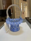 Fenton Cobalt Opalescent Coin Dot Hat Basket