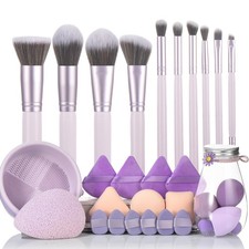 31pcs Makeup Brushes Purple And Sponges With Tools