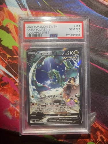 2021 POKEMON SWORD & SHIELD EVOLVING SKIES #194 FULL ART/RAYQUAZA V PSA 10