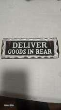 Vintage Reverse Painted Glass Sign RARE "Deliver Goods in Rear" Gay Interest