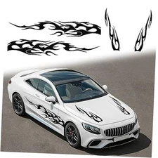  Stripe Vinyl Decal Sticker Graphics Side Body Hood Cover Racing Stripe Black
