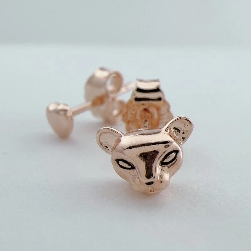 1pair Rose Gold Plated Lion Princess Nala Heart Stud Earrings 288022EN16 - Image 4 of 4