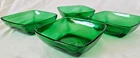 4 Gorgeous VTG  Anchor Hocking Charm Forest Green Glass Square Dessert Bowl
