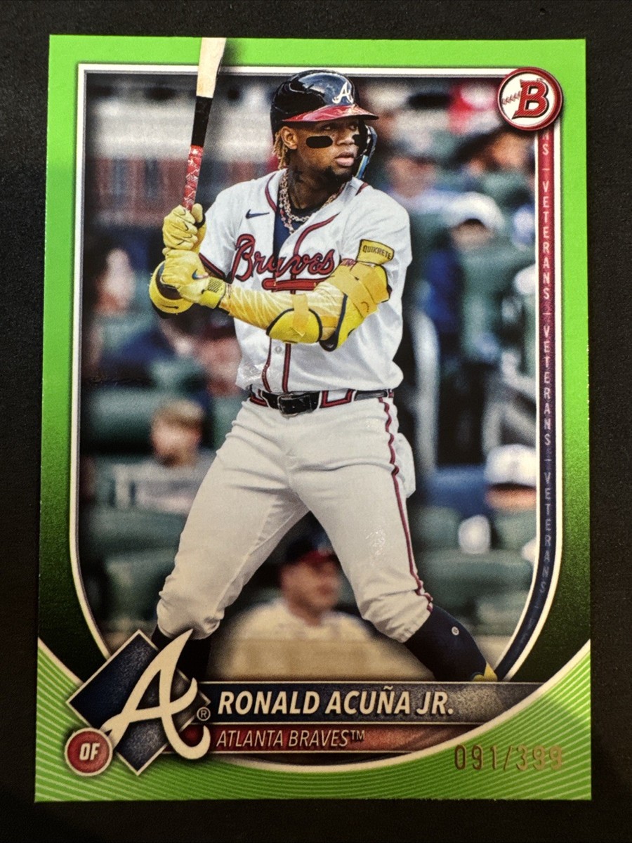 2025 Bowman Ronald Acuna Jr. #21 Neon Green Paper Parallel