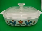 Vintage Corning Ware Country Festival Casserole Dish with Pyrex Lid 1975