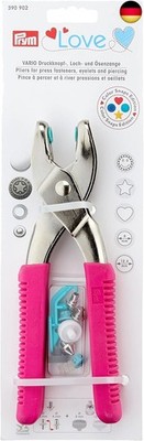 Prym pink Love Vario-Zange mit Loch-/Color Snaps Werkzeug, Stahl, 19 cm