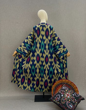 Uzbek ikat chapan/Cotton jacket/Boho ikat coat/Ethnic abaya cape/Tribal kimono