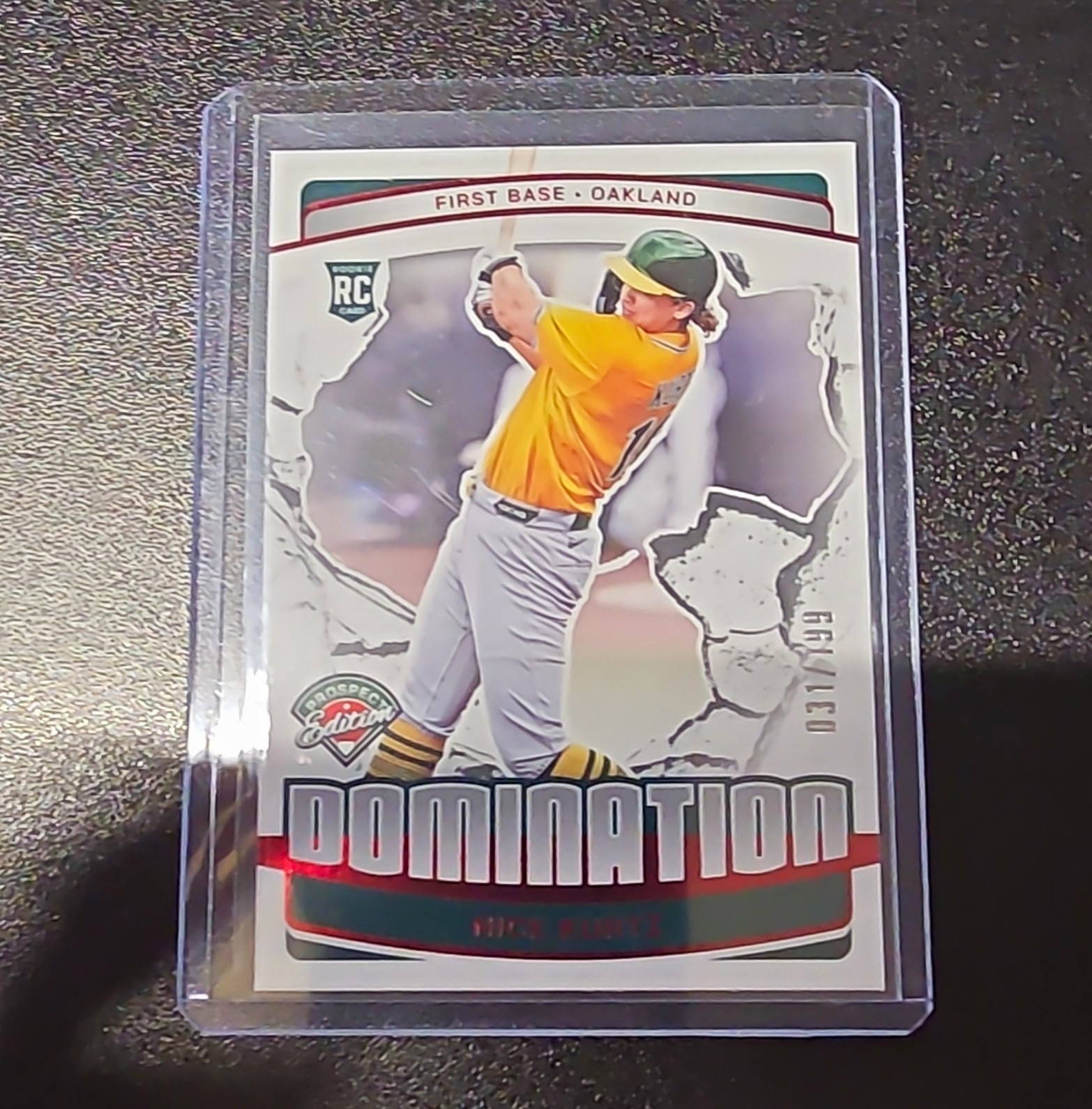 panini 2025 prospect edition domination nick kurtz rc red /199 #19 oakland