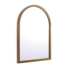 Mango Wood Arch Wall Mirror 70x50cm Natural Wooden Frame Open Box