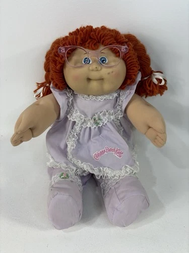 Vintage Cabbage Patch Kids Doll Girl Blue Eyes Red Hair Double Braids 1985