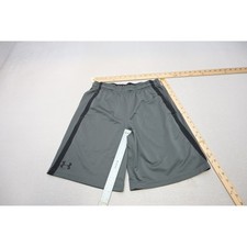 Under Armour Athletic Gym Shorts Mens Medium Grey HeatGear Mesh Pockets EUC